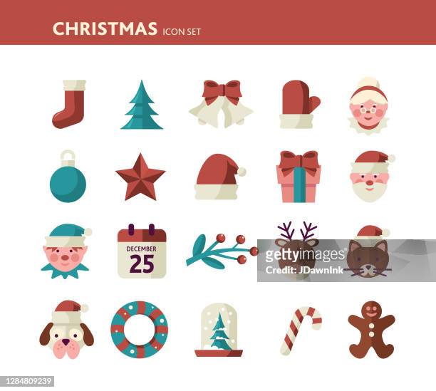 christmas flat design icon set - mrs claus stock illustrations