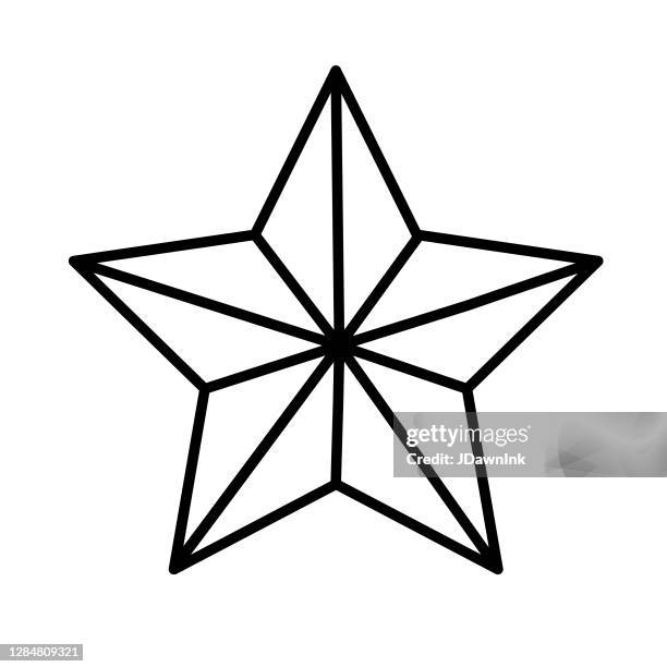 weihnachten flache design-ikone: star tree topper - dekoration für die weihnachtsbaumspitze stock-grafiken, -clipart, -cartoons und -symbole