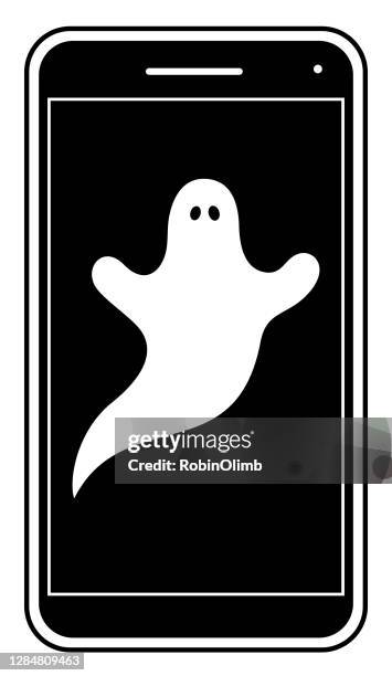 spooky ghost smart phone - dating stock illustrations