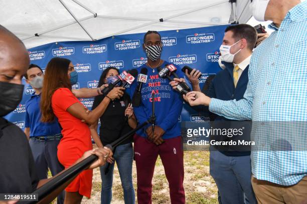 Terrence Ross of the Orlando Magic speaks during the Pepsi Stronger Together Kicks Off With Orlando Magic And Shaquille O'Neal Foundation At Harbor...