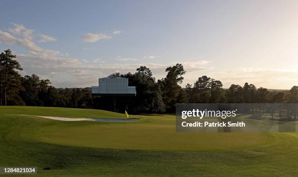 General view of the 18th green during a practice round prior to the Masters at Augusta National Golf Club on November 09, 2020 in Augusta, Georgia.