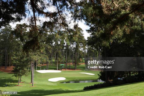 General view of the 16th green during a practice round prior to the Masters at Augusta National Golf Club on November 09, 2020 in Augusta, Georgia.