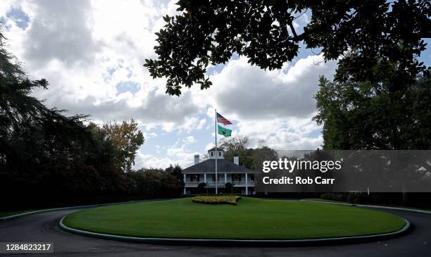 A general view of the clubhouse during a practice round prior to the Masters at Augusta National Golf Club on November 09, 2020 in Augusta, Georgia.