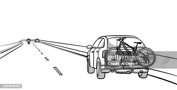 car bicycle rack - bike rack vector stock illustrations