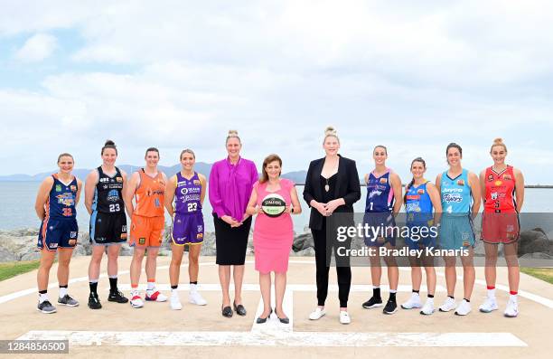 Alison Schwagmeyer of the Flames, Kelsey Griffin of the Capitals, Mia Murray of the Fire, Maddie Garrick of the Boomers, former WNBL player Suzy...