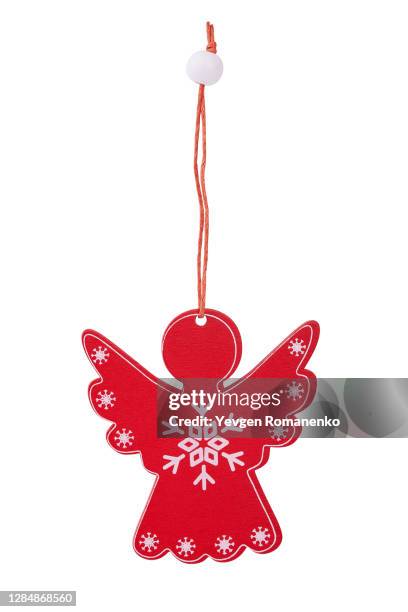 angel shape wooden christmas pendant ornament for xmas tree hanging decoration - schmuckanhänger stock-fotos und bilder