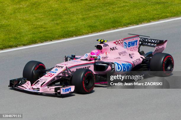 Esteban Ocon, pilote automobile français, au volant de la Force India VJM10, lors de la 3e séance d'essais libres du Grand-Prix du Canada, sur le...