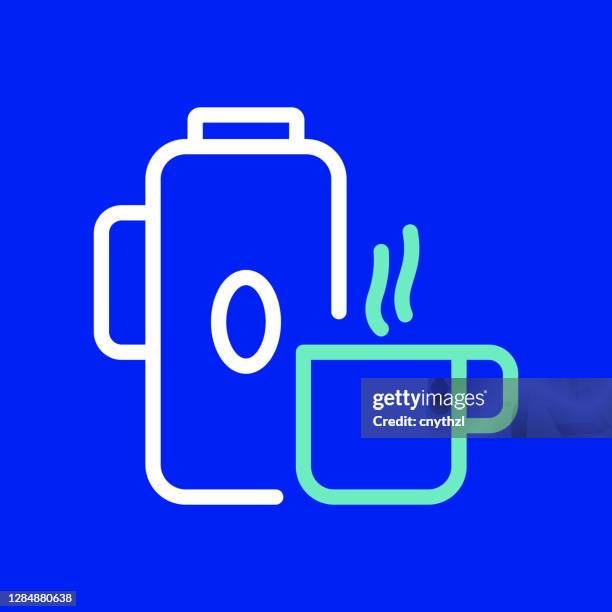 thermos line icon. editable stroke. simple outline icons. - reusable coffee stock illustrations
