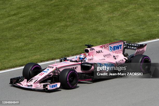 Sergio Pérez, pilote automobile mexicain, au volant de la Force India VJM10, lors de la 3e séance d'essais libres du Grand-Prix du Canada, sur le...