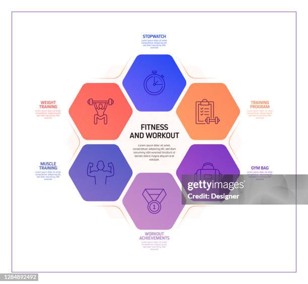 fitness and workout related process infographic template. process timeline chart. workflow layout with linear icons - runner stretching stock illustrations