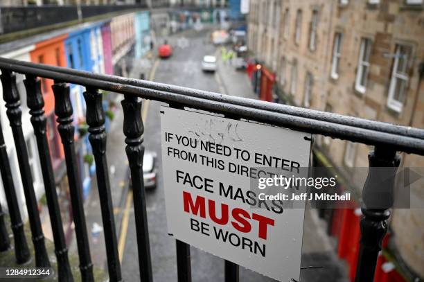 Members of the public are seen in Edinburgh ahead of First Minister Nicola Sturgeon review of the local restriction levels on November 10, 2020 in...