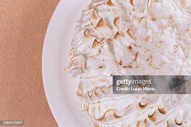 coconut cake with whipped cream - coconut cream stock pictures, royalty-free photos & images