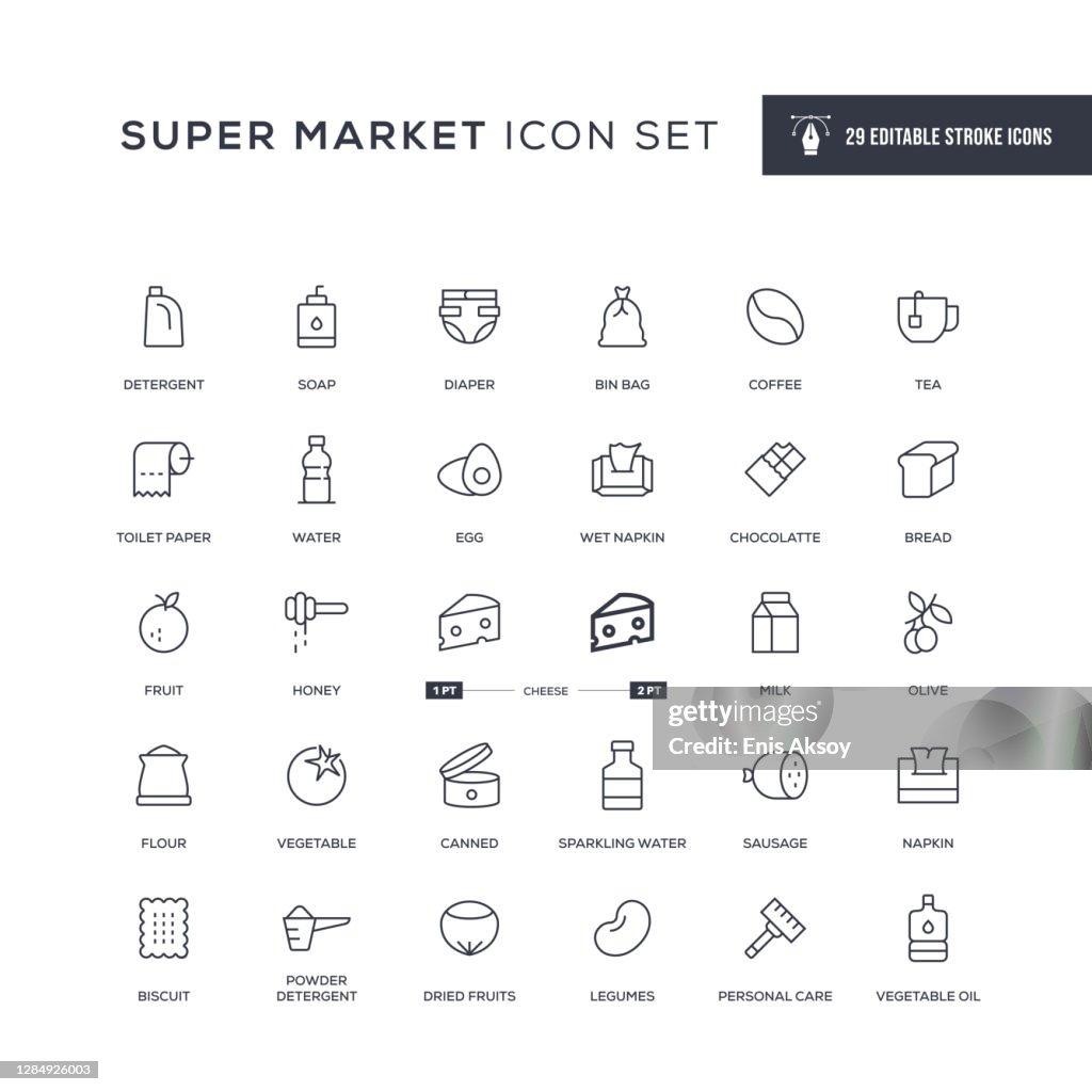 Super Market Editable Stroke Line Icons