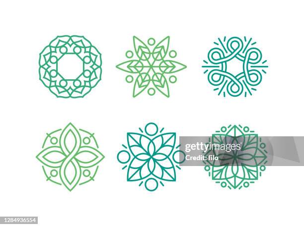 stockillustraties, clipart, cartoons en iconen met design element emblem flourish symbolen - organic logo