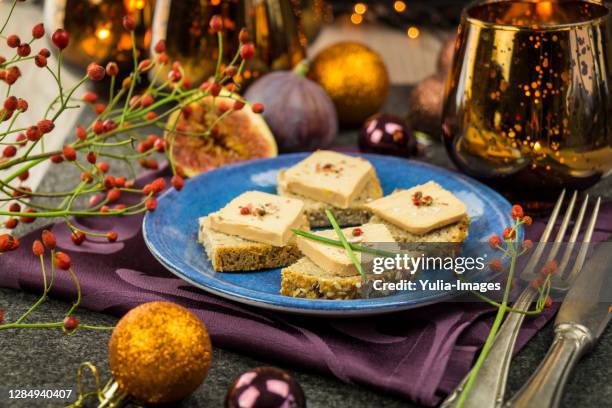 foie gras on wholewheat bread - foie gras stock pictures, royalty-free photos & images