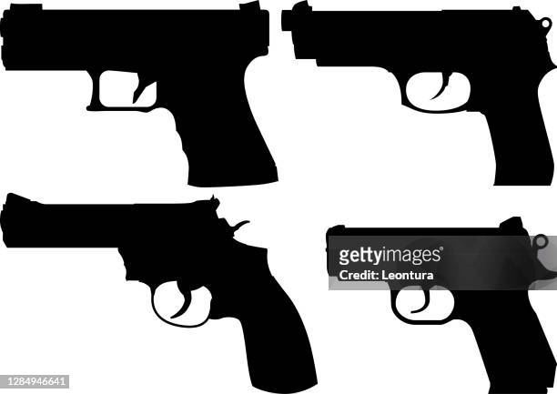 guns - handgun outline stock illustrations