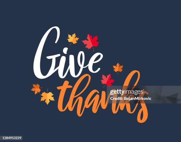 thanksgiving, give thanks card. vector - audit stock illustrations