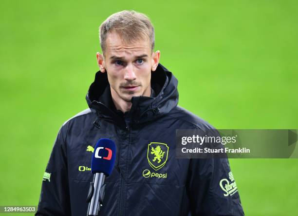 Debutant Vaclav Cerny of Czech Republic during an interiew at the final training session ahead of their international friendly match against Germany...