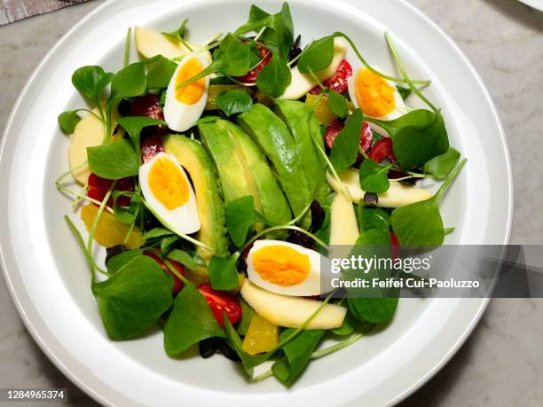 fresh salad - miners lettuce stock pictures, royalty-free photos & images