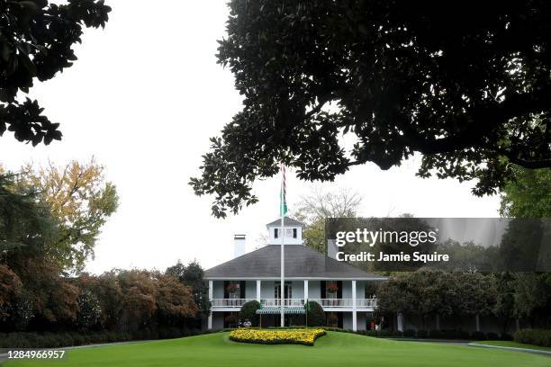 General view of the clubhouse during a practice round prior to the Masters at Augusta National Golf Club on November 10, 2020 in Augusta, Georgia.