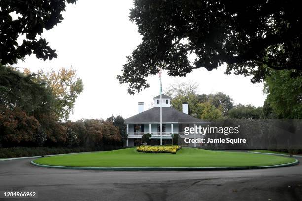 General view of the clubhouse during a practice round prior to the Masters at Augusta National Golf Club on November 10, 2020 in Augusta, Georgia.