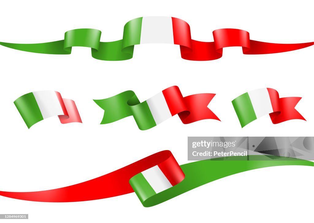 Italy Flag Ribbon Set Vector Stock Illustration High-Res Vector Graphic ...