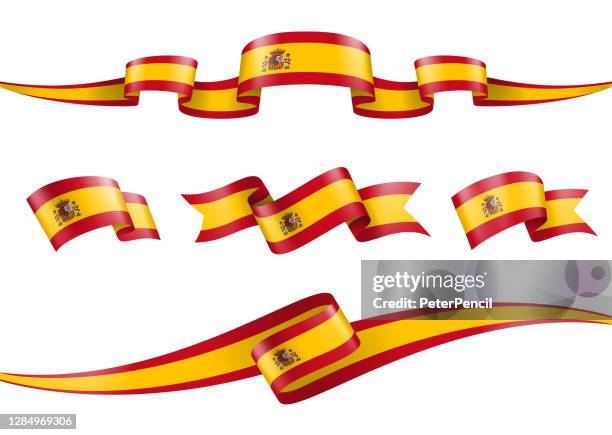 ilustrações, clipart, desenhos animados e ícones de conjunto de fitas da bandeira da espanha - ilustração de estoque de vetores - espanhol