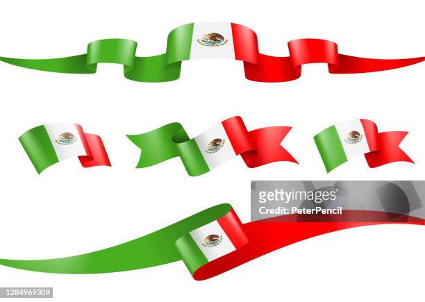ilustraciones, imágenes clip art, dibujos animados e iconos de stock de conjunto de cinta de bandera de méxico - ilustración de vectores - bandera de mexico