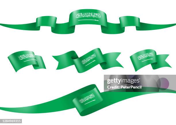 saudi-arabien flagge band set - vektor stock illustration - saudi arabia flag stock-grafiken, -clipart, -cartoons und -symbole