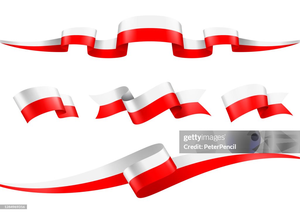 Poland Ribbon Set - Vector Stock Illustration