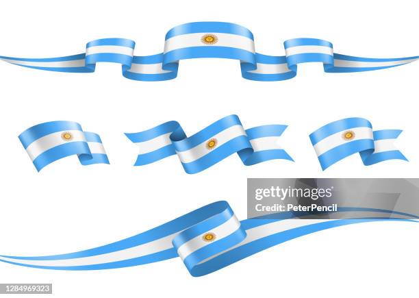 illustrations, cliparts, dessins animés et icônes de ensemble de rubans de drapeau d’argentine - illustration de stock vectoriel - argentinian