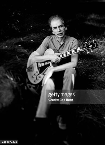 English musician, songwriter and producer Steve Howe of the English progressive rock band Yes poses for a portrait circa January, 1999 in Universal...