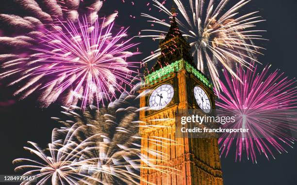 fireworks in london at the big ben - big ben fireworks stock pictures, royalty-free photos & images