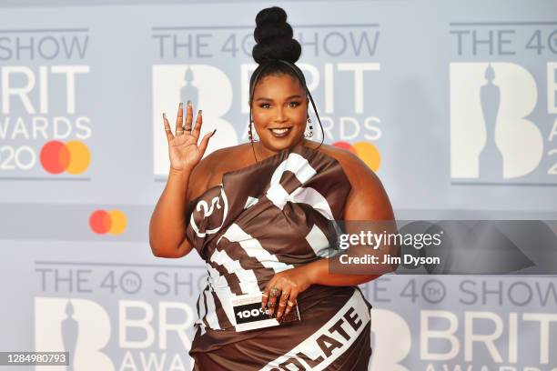 Lizzo attends The BRIT Awards 2020 at The O2 Arena on February 18, 2020 in London, England.
