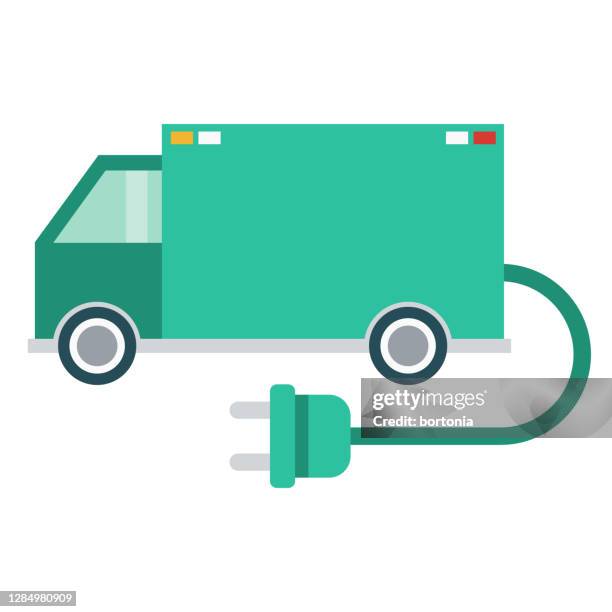 electric truck icon on transparent background - electrical component stock illustrations