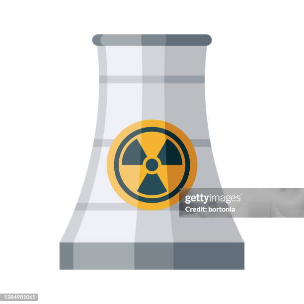 nuclear tower icon on transparent background - cooling tower stock illustrations