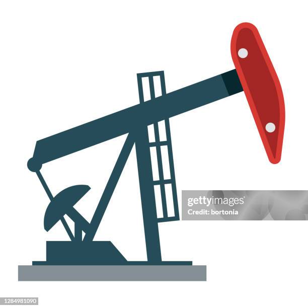 oil derrick icon on transparent background - oil pump stock illustrations