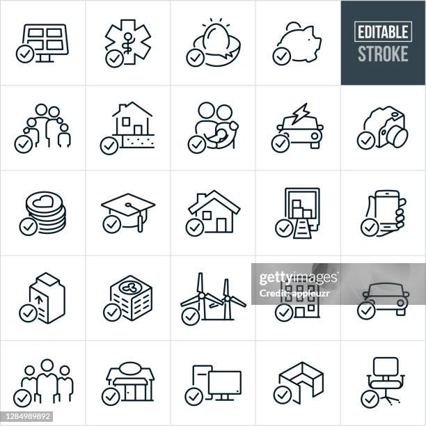 tax deductions thin line icons - editable stroke - office partition stock illustrations