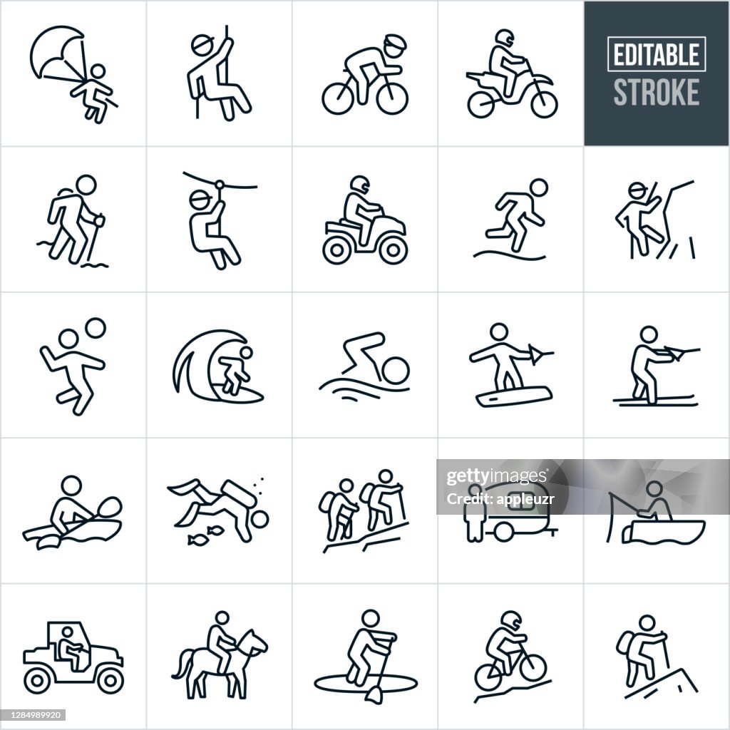 屋外夏のレクリエーション細線アイコン - 編集可能なストローク