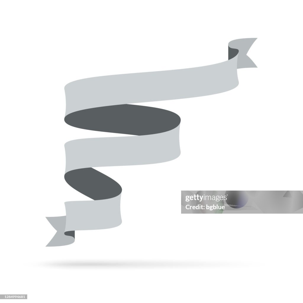 Grey Ribbons Border Gray Ribbon Isolated On White Background Design Element High-Res Vector ...
