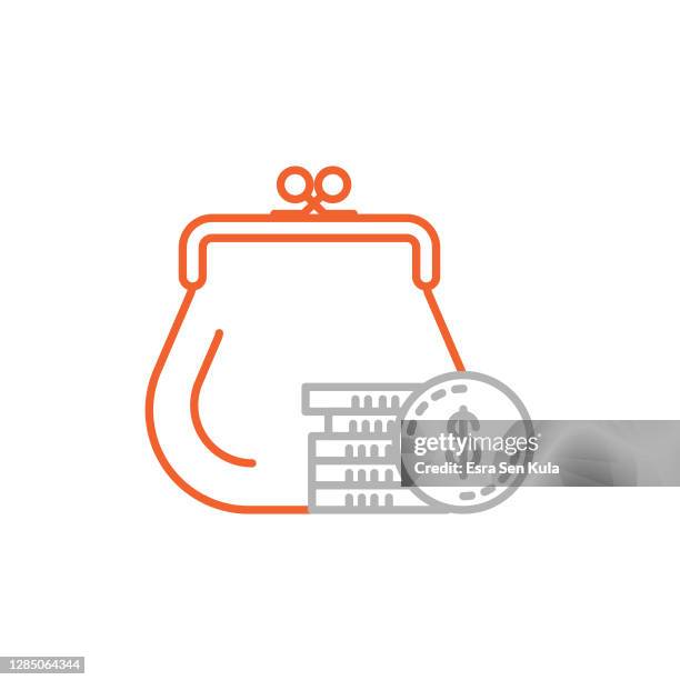 purse icon with editable stroke - vintage dollar sign white background stock illustrations