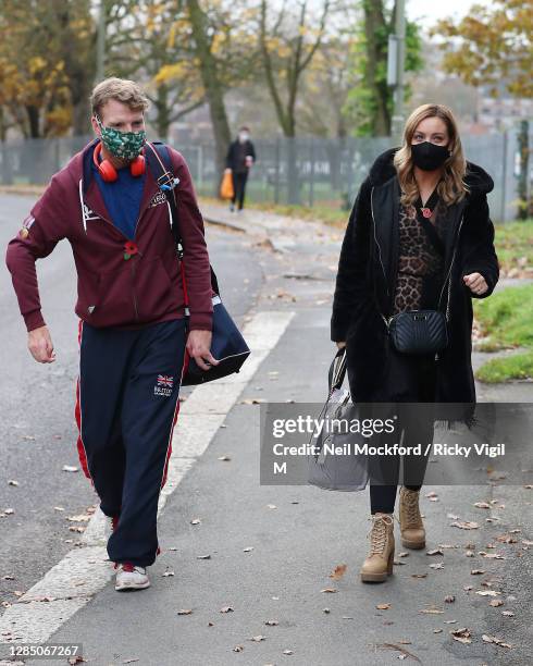 Strictly Come Dancing 2020 dancer JJ Chalmers and partner Amy Dowden seen arriving at a rehearsal studio on November 11, 2020 in London, England.