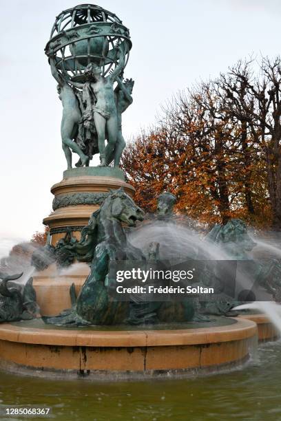 Fountain of Observatory or fountain "des Quatre-Parties-du-Monde", installed as part of the development of the Avenue de l'Observatoire in paris on...