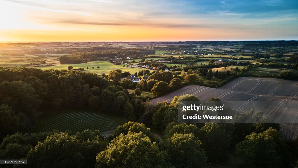 Typical Danish small field agricultural landscape