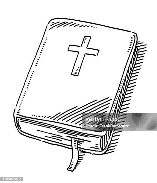 ilustraciones, imágenes clip art, dibujos animados e iconos de stock de libro bíblico cruz cristiana dibujo - biblia