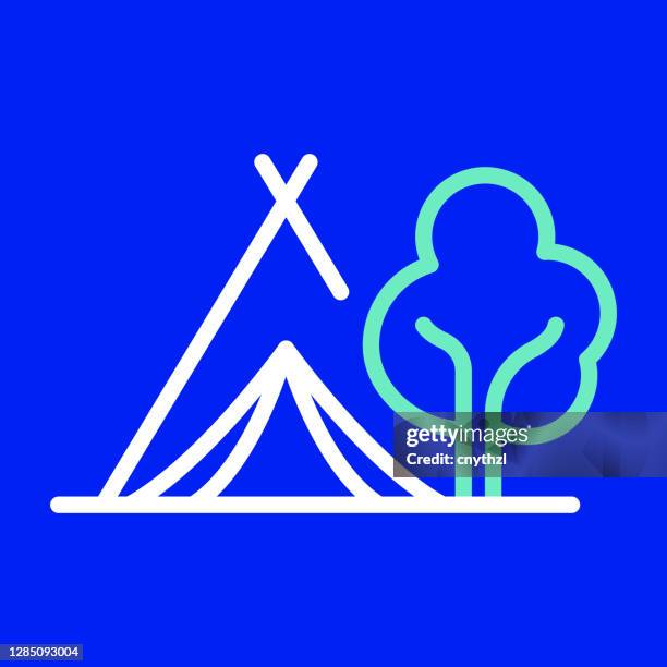 camping line icon. editable stroke. simple outline icons. - adventure logo stock illustrations