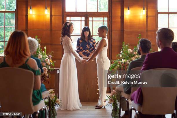 lesbian same sex wedding - cerimonia di nozze foto e immagini stock