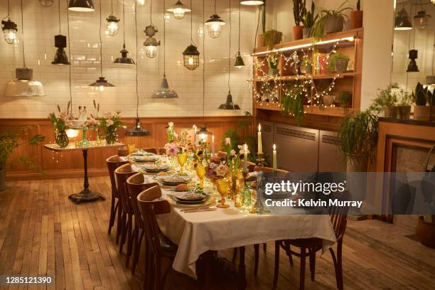 Dining/Party room at a Lesbian wedding before the guests arrive