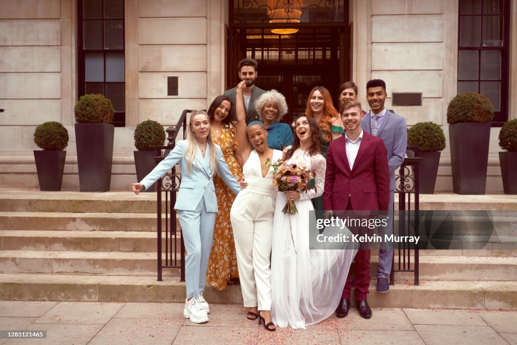 Lesbian wedding with friends