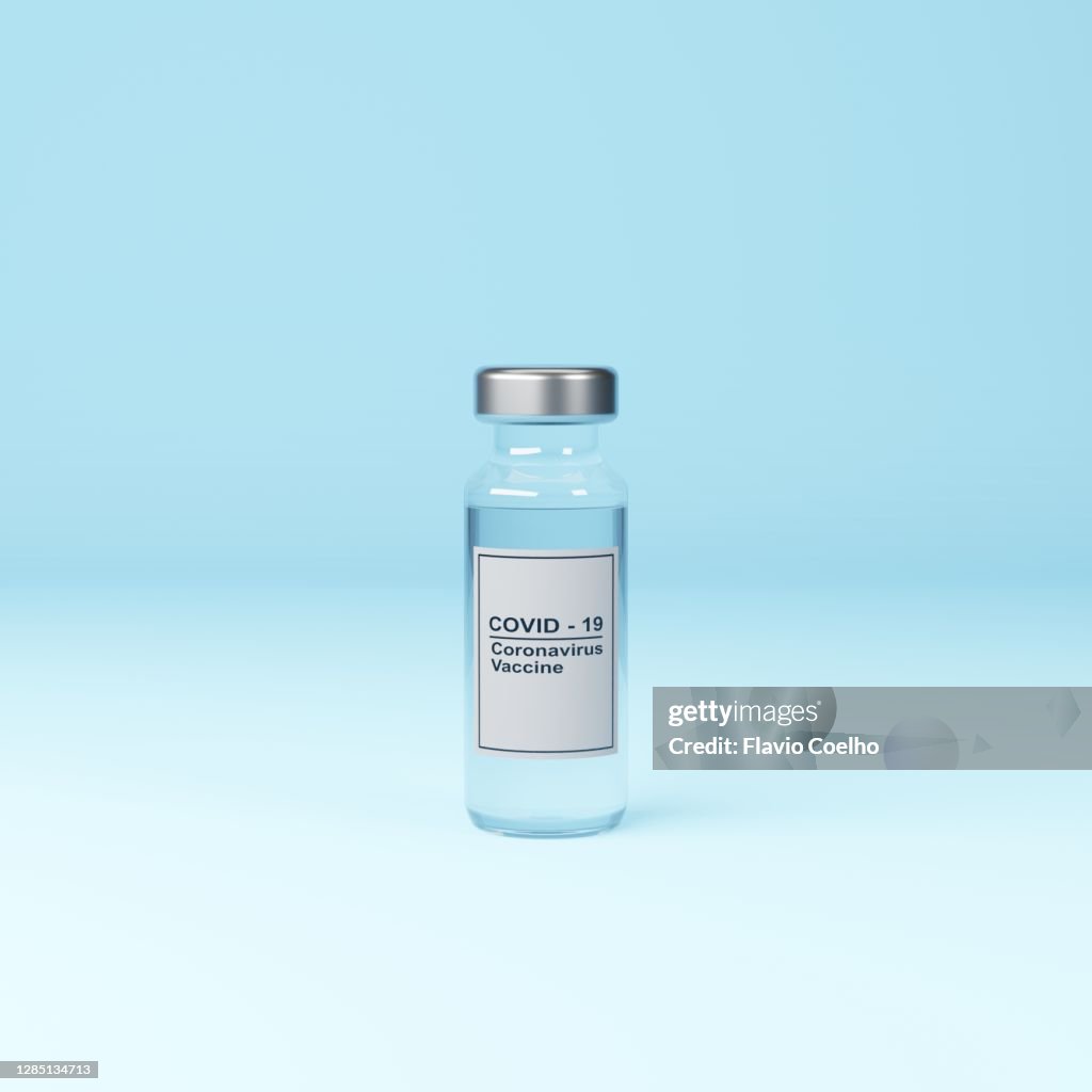 Vial with Covid-19 Coronavirus vaccine